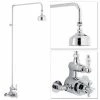 Nuie Traditional Twin Exposed Shower Valve & Rigid Riser Kit W 4" Apron Fixed Shower
