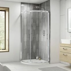 Nuie 860 X 860mm Pacific Single Entry Quadrant Enclosure Inc. Shower Tray