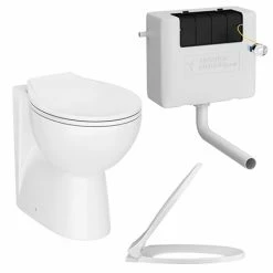 Nuie Ceramic BTW Toilet Pan With Soft-Close Seat + Dual Flush Concealed Cistern