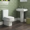 Nuie Bliss 4 Piece Bathroom Suite - CC Toilet & 1TH Basin With Pedestal - 2 X Basin Size And Seat Options -Nuie Sales Store Bliss 4 Piece Bathroom Suite prod