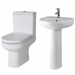 Nuie Harmony 4 Piece Bathroom Suite - CC Toilet & 1TH Basin With Pedestal -Nuie Sales Store CNM001 d1 375