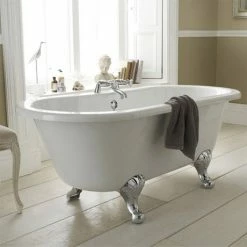 Nuie Grosvenor 1500 Small Double Ended Roll Top Bath Inc. Chrome Legs