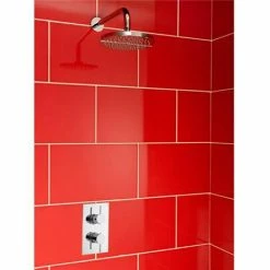 Nuie - Series F II Twin Concealed Thermostatic Shower Valve With Round Shower Head -Nuie Sales Store JTY312CRZRDARM d3 375