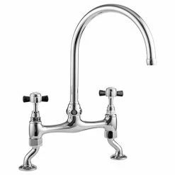 Nuie Traditional Bridge Kitchen Sink Mixer Tap - Chrome - KB316