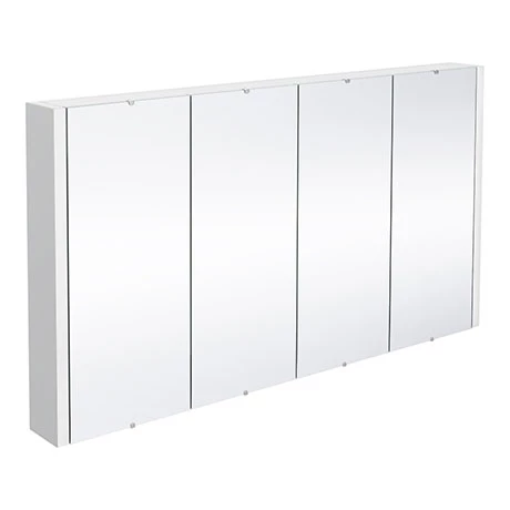 Nuie 1200 Gloss White Minimalist 4-Door Mirror Cabinet 3 Nuie 1200 Gloss White Minimalist 4-Door Mirror Cabinet