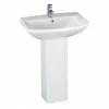 Nuie Asselby 1 Tap Hole Ceramic Basin + Pedestal Set