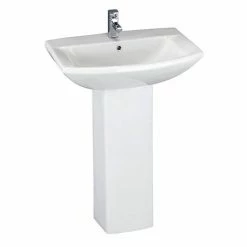 Nuie Asselby 1 Tap Hole Ceramic Basin + Pedestal Set