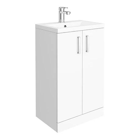 Nuie Pallas 500 Modern Gloss White Floor Standing Vanity Unit 2 Nuie Pallas 500 Modern Gloss White Floor Standing Vanity Unit
