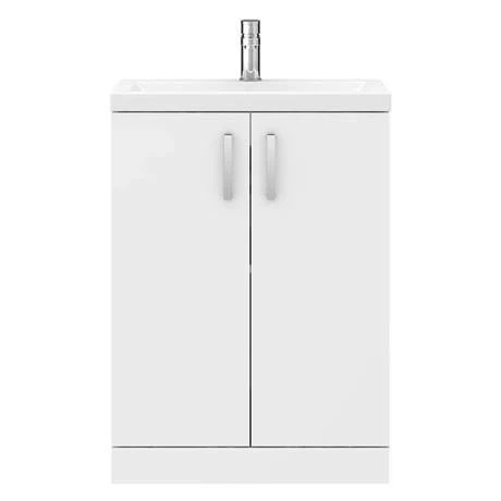 Nuie Pallas 600 Modern Gloss White Floor Standing Vanity Unit 4 Nuie Pallas 600 Modern Gloss White Floor Standing Vanity Unit - Image 2