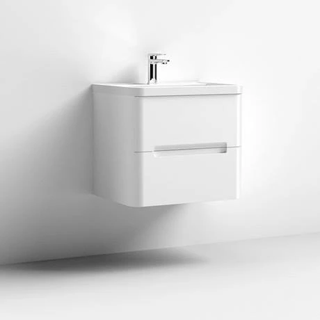 Nuie Elbe Satin White 600mm Wall Hung 2-Drawer Vanity Unit - PAR102A 5 Nuie Elbe Satin White 600mm Wall Hung 2-Drawer Vanity Unit - PAR102A - Image 3