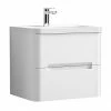 Nuie Elbe Satin White 600mm Wall Hung 2-Drawer Vanity Unit - PAR102A -Nuie Sales Store PAR102A P
