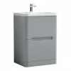 Nuie Elbe Satin Grey 600mm Floor Standing 2-Drawer Vanity Unit - PAR201A