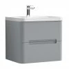 Nuie Elbe Satin Grey 600mm Wall Hung 2-Drawer Vanity Unit - PAR202A