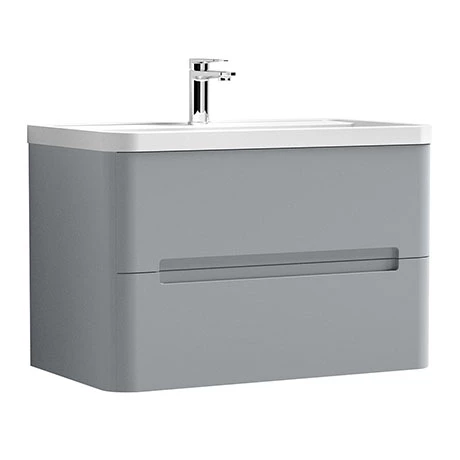 Nuie Elbe Satin Grey 800mm Wall Hung 2-Drawer Vanity Unit - PAR204A 3 Nuie Elbe Satin Grey 800mm Wall Hung 2-Drawer Vanity Unit - PAR204A