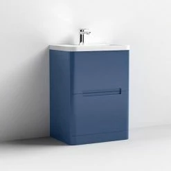 Nuie Elbe Satin Blue 600mm Floor Standing 2-Drawer Vanity Unit - PAR301A -Nuie Sales Store PAR301A D2 460