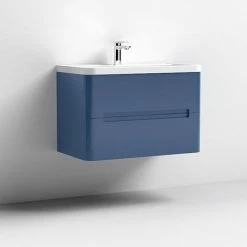 Nuie Elbe Satin Blue 800mm Wall Hung 2-Drawer Vanity Unit - PAR304A -Nuie Sales Store PAR304A D1 460