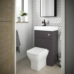 Nuie Athena 500 Gloss Grey 2-In-1 Basin, Concealed Cistern & WC Unit - PRC945CB 7 Nuie Athena 500 Gloss Grey 2-In-1 Basin, Concealed Cistern & WC Unit - PRC945CB -Nuie Sales Store PRC945CB d2 460