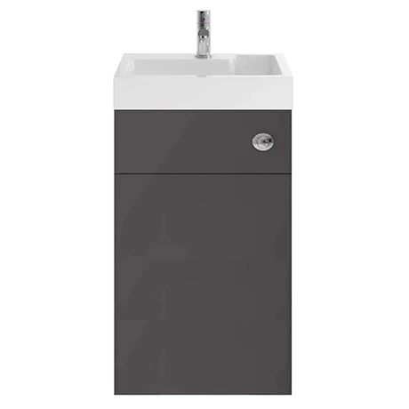 Nuie Athena 500 Gloss Grey 2-In-1 Basin, Concealed Cistern & WC Unit - PRC945CB 3 Nuie Athena 500 Gloss Grey 2-In-1 Basin, Concealed Cistern & WC Unit - PRC945CB