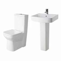 Nuie - Ambrose 4 Piece Bathroom Suite - CC Toilet & 1TH Basin W Pedestal - 2 X Basin Size Options -Nuie Sales Store PREM AMBR 4PC D1 375