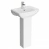 Nuie Asselby Cloakroom Basin 1TH With Pedestal (500 X 375mm)
