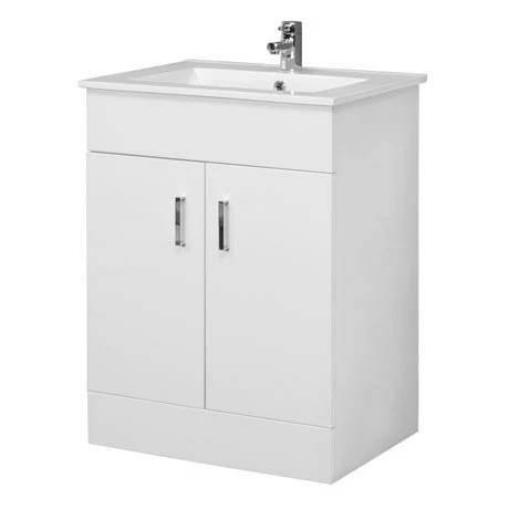 Nuie Cardinal Minimalist Gloss White Vanity Unit W600 X D400mm - VTMW600 3 Nuie Cardinal Minimalist Gloss White Vanity Unit W600 X D400mm - VTMW600
