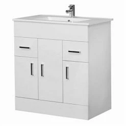 Nuie Cardinal Minimalist Gloss White Vanity Unit W800 X D400mm - VTMW800
