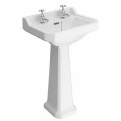 Nuie Carlton Traditional Basin + Pedestal (2 Tap Hole - Various Sizes)