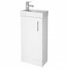 Nuie - Minimalist Compact Floor Standing Basin Unit W400 X D222mm - Gloss White - NVX192 -Nuie Sales Store Premier Compact Minimalist Floor Standing Basin Cabinet W400 x D222mm Gloss White NVX192 p