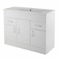 Nuie Eden Minimalist Gloss White Vanity Unit W1000 X D400mm - VTNB1000