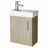 Nuie - Minimalist Compact Wall Hung Basin Unit W400 X D222mm - Light Oak - NVX882