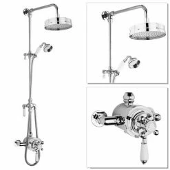 Nuie Traditional Luxury Rigid Riser Kit With Diverter & Dual Exposed Shower Valve