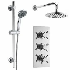 Nuie Minimalist Concealed Shower Valve W/ Slide Rail Kit & Wall Mounted Fixed Head