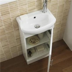 Nuie Sienna 420mm Vanity Unit (High Gloss White - Depth 200mm) -Nuie Sales Store Sienna High Gloss White Cabinet w Ceramic Basin d2 375