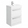 Nuie - 600 X 400mm Floor Standing Mid Edge Basin & Cabinet - Gloss White - VTFE600