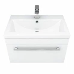 Nuie 600 X 400mm Wall Mounted Mid Edge Basin & Cabinet - Gloss White - VTWE600 -Nuie Sales Store VTWE600 D3 460
