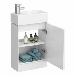 Nuie Cubix High Gloss White Vanity Unit Inc Ceramic Basin W480 X D230mm - VTY058 -Nuie Sales Store VTY058 d4 460